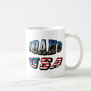Idaho Picture State and Flag USA Text Coffee Mug