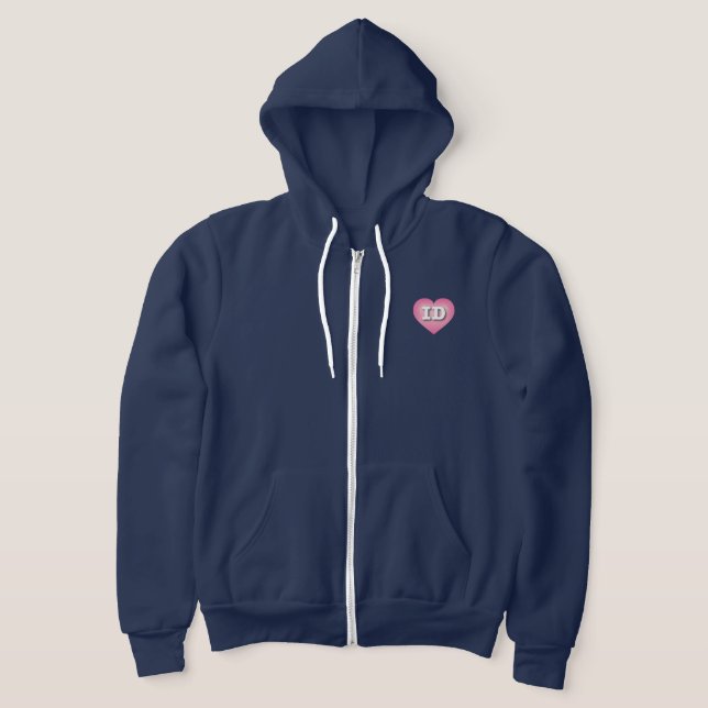 Idaho Pink Fade Heart - I love ID Hoodie (Laydown)