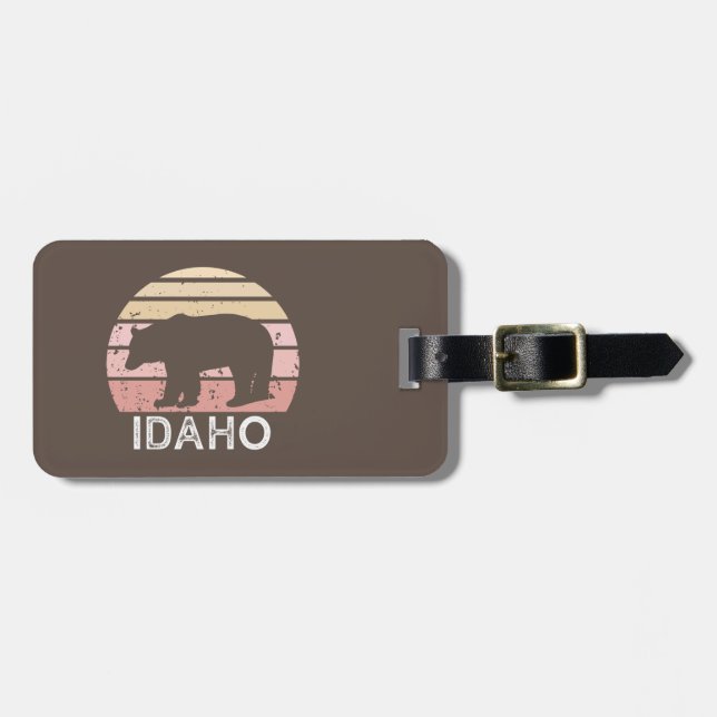 Idaho Retro Bear Luggage Tag (Front Horizontal)