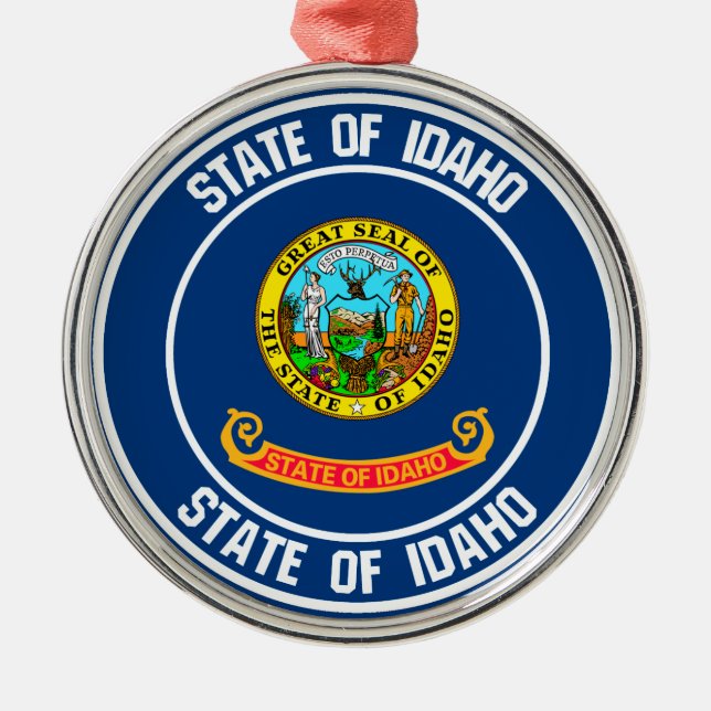 Idaho Round Emblem Metal Tree Decoration (Front)
