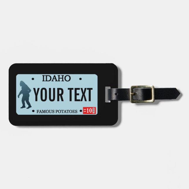 Idaho Sasquatch License Plate Luggage Tag (Front Horizontal)