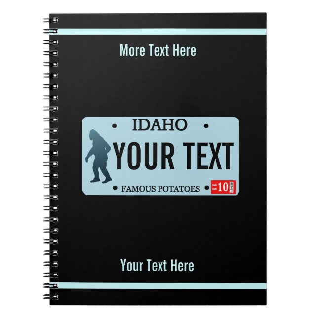 Idaho Sasquatch License Plate Spiral Notebook (Front)