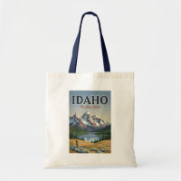 Idaho Sawtooth Range Illustration Travel Art Retro