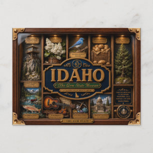 Idaho Shadow Box 3D Figurine State Postcard
