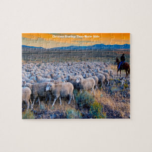 Idaho Sheep Grazing.. Christmas Greetings Jigsaw P Puzzle