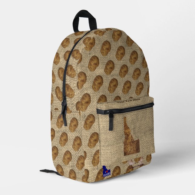 Idaho Spud Map Printed Backpack (Back Corner Left)