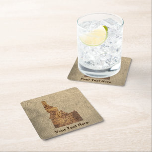 Idaho Spud Map Square Paper Coaster