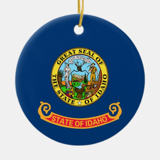 Idaho State Flag Ceramic Tree Decoration (Front)