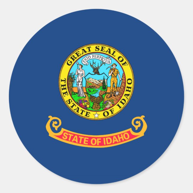 Idaho State Flag Design Decor Classic Round Sticker (Front)