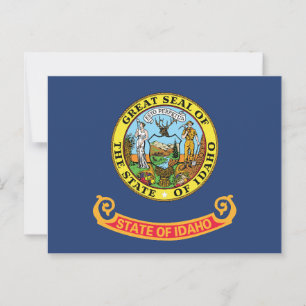 Idaho State Flag Gem State Seal Miner & Elk  Postcard
