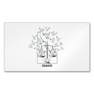 Idaho State Map with Justice Scales and Peace Dove Magnetic Business Card