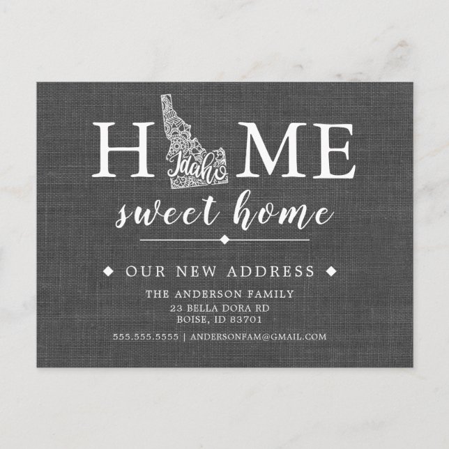 IDAHO State Moving Announcement Post Card (Front)