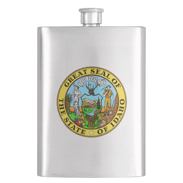 Idaho State Seal Hip Flask (Front)