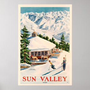 Idaho Sun Valley Ski USA America Vintage Travel Poster