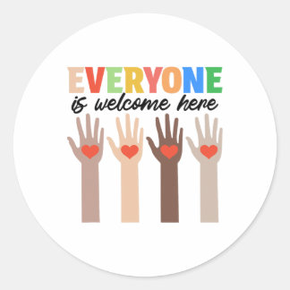 Idaho Teacher Everyone Is Welcome Here Men Women  Classic Round Sticker
