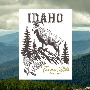 Idaho The Gem State Est. 1890 Mountain Ram Postcard