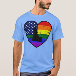 Idaho United States Gay Pride Flag Heart T-Shirt