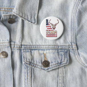 Idaho United States Retro Map Vintage Deer USA 6 Cm Round Badge
