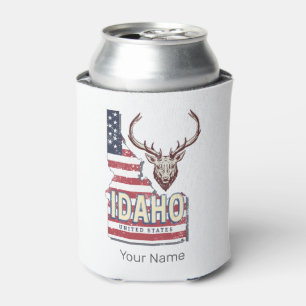 Idaho United States Retro Map Vintage Deer USA Can Cooler