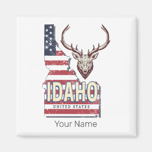 Idaho United States Retro Map Vintage Deer USA Magnet