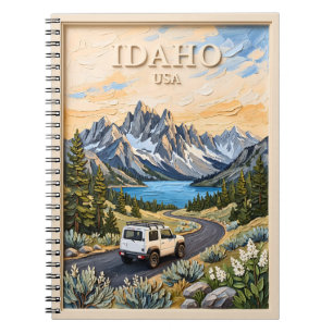 Idaho USA Road Trip Vintage 3D Textured Landscape Notebook