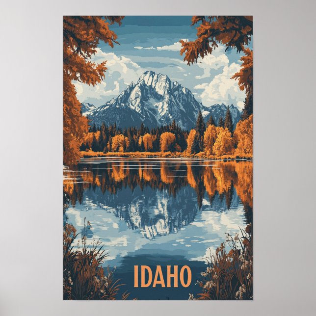 Idaho USA Vintage Illustration Travel Poster (Front)