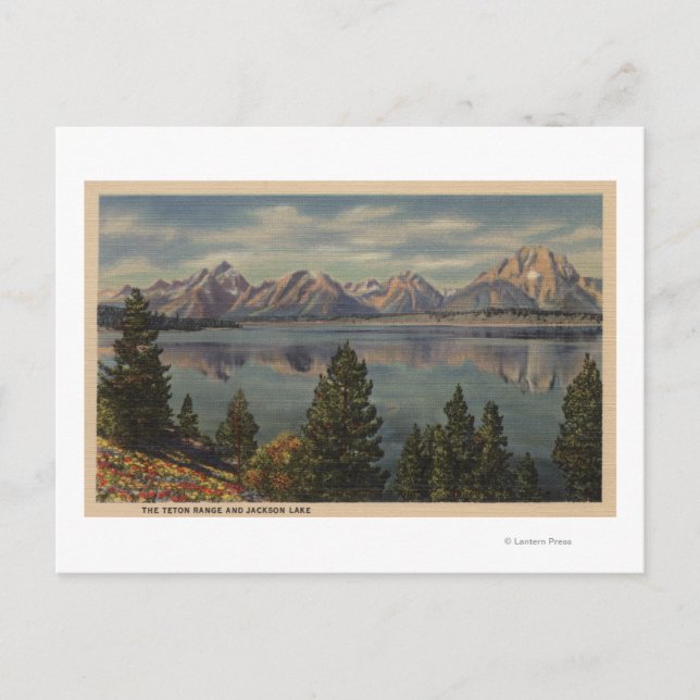Idaho - View of the Teton Range & Jackson Lake Postcard (Front)