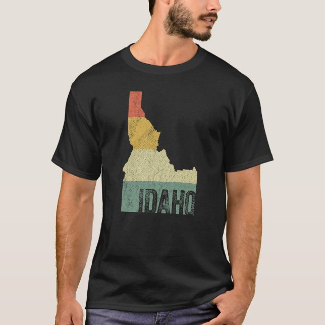 Idaho Vintage Retro Sunset Colour Map T-Shirt (Front)