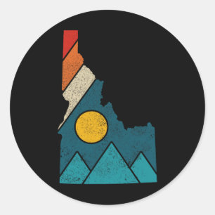 Idaho Vintage State Map Mountains Hikers Camping  Classic Round Sticker