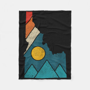 Idaho Vintage State Map Mountains Hikers Camping Fleece Blanket