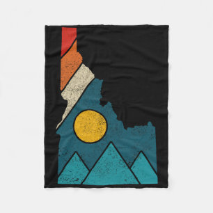 Idaho Vintage State Map Mountains Hikers Camping  Fleece Blanket