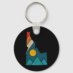 Idaho Vintage State Map Mountains Hikers Camping Key Ring