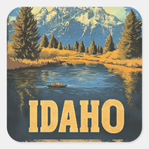Idaho vintage travel poster square sticker