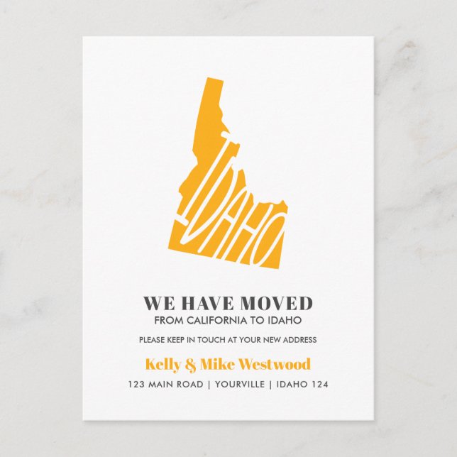 IDAHO We've moved New address New Home Postcard (Front)