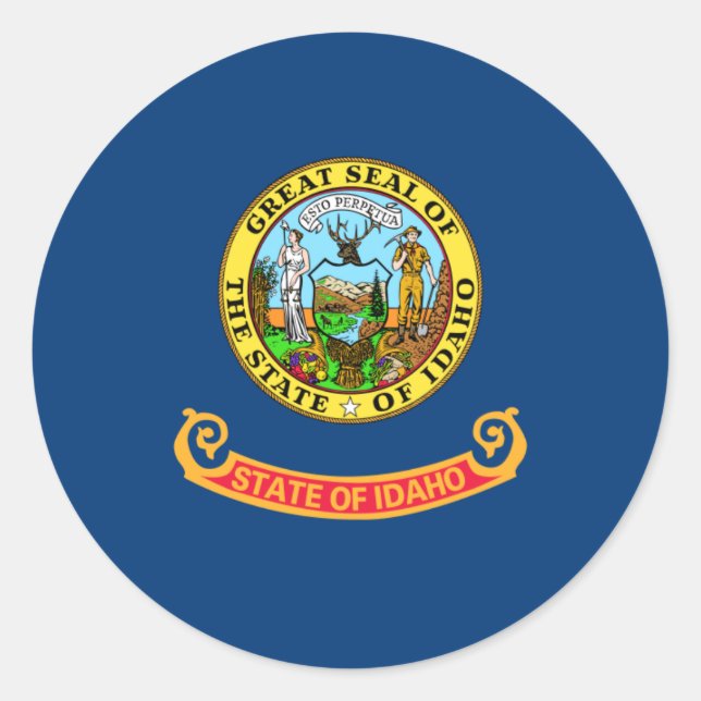 Idahoan Flag, Flag of Idaho Classic Round Sticker (Front)