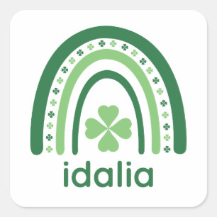 idalia Name Clover Boho Rainbow Square Sticker