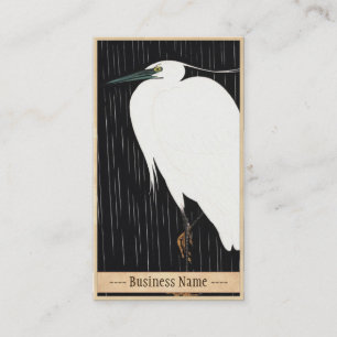 Ide Gakusui White Heron in Rain ukiyo-e japanese Business Card