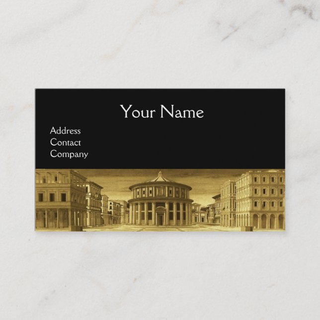 IDEAL CITY,Renaissance Architecture, Gold Black Business Card (Front)