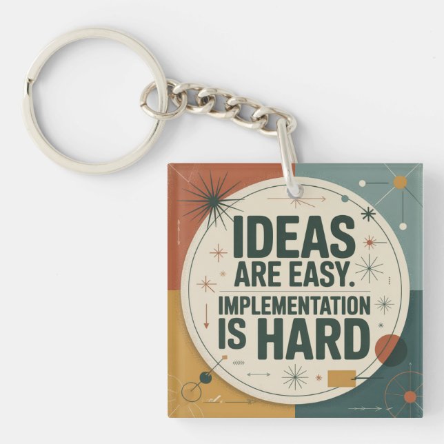 Ideas Are Easy. Implementation Is Hard Key Ring (Front)