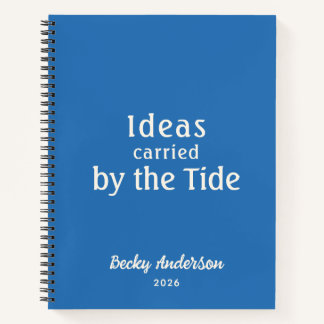 Ideas by the Tide, Beach Notes, Blue Custom Name Notebook