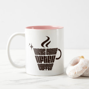 Ideas Come After Coffee – Trendy Vertical Two-Tone Coffee Mug