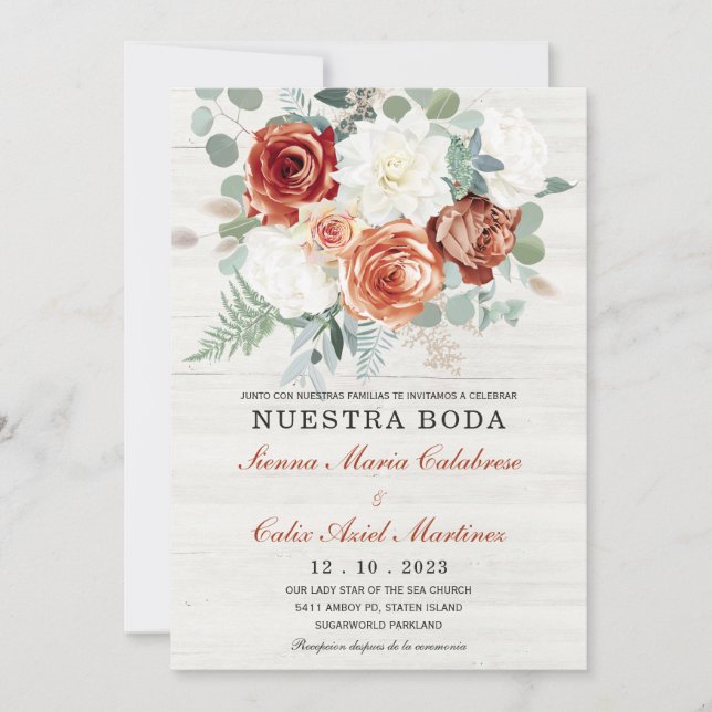 Ideas de Boda de Terracota en Español Invitation (Front)