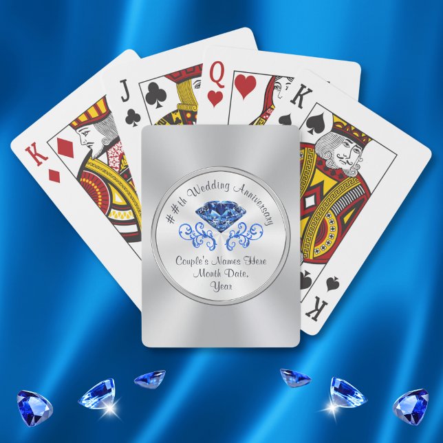 Ideas for 45th Wedding Anniversary Party Favours Playing Cards (Personalise Inexpensive 45th anniversary gifts. 45th anniversary party favors. Sapphire party favor.)