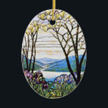 Idellic Landscape Tiffany Stained Glass Ceramic Tree Decoration<br><div class="desc">A reproduction of art nouveau Tiffany Stained Glass window depicted the beauty & serenity of Nature.</div>