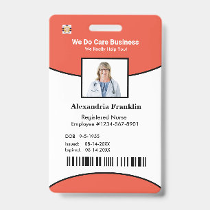 Identification Card Bar Code Photo Employee ID Badge