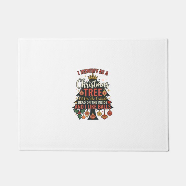 Identify As Christmas Tree Crown Balls Doormat (Front)