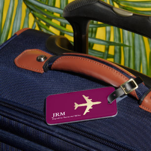Identify Her Bags . gold airplane wine-color Luggage Tag