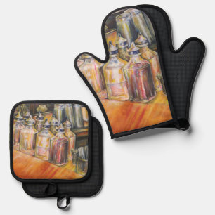 Ideography of Golden Light. Oven Mitt & Pot Holder Set