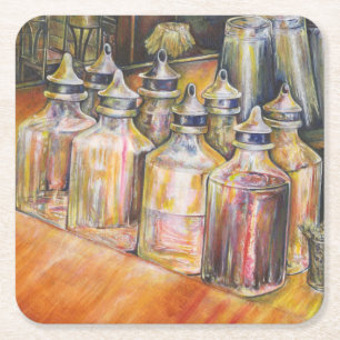 Ideography of Golden Light Square Paper Coaster