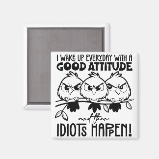 Idiots Happen Funny Bird Quote Gifts  Magnet
